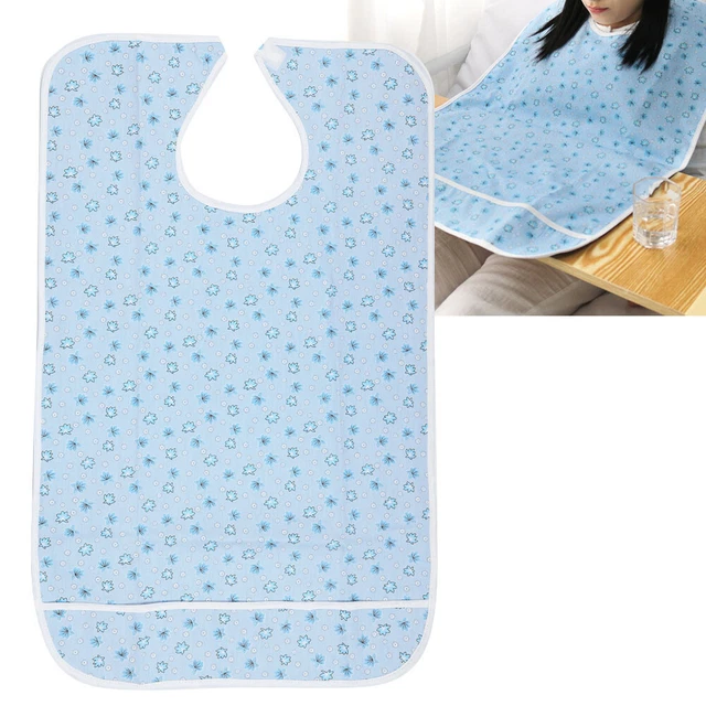 Saliva Towel Aprons Eating Bib Dining Protector Adult(Blue Flower 50x80cm NOW