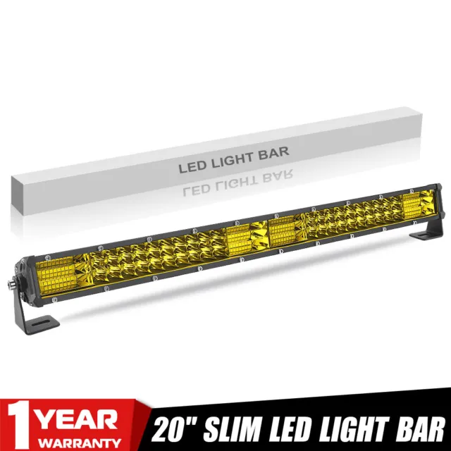 20inch LED Light Bar Triple Row Yellow Spot Flood Combo Work Fog Driving Offroad