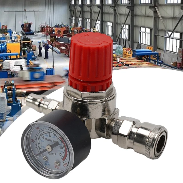 Régulateur De Pression D'air Avec Manomètre 1/4" NPT (20-100 PSIG) - Kit Complet Avec Support Mural - Pour Compresseurs, équipement Industriel - 4