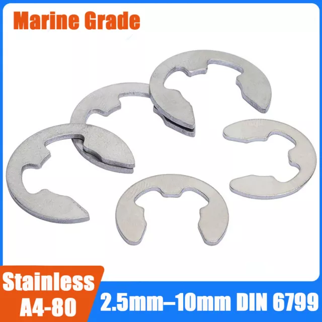 A4 Stainless Steel E-Clips External Retaining Washers C-Clip 2.5mm–10mm DIN 6799