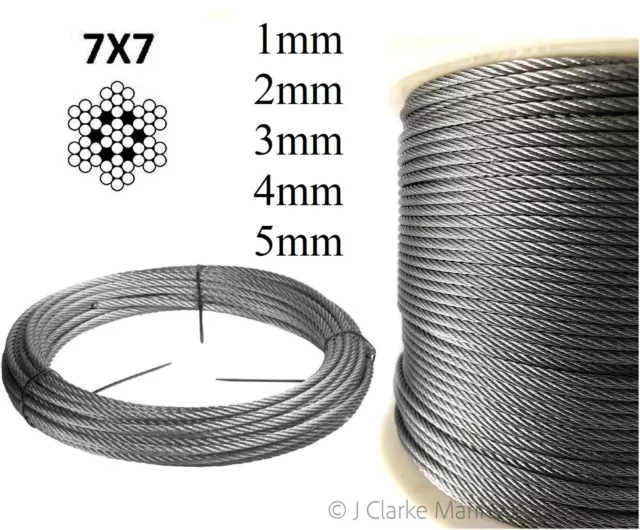 Cable de alambre de acero inoxidable 1mm 2mm 3mm 4mm 5mm 316 A4 7x7 valla balaustrada