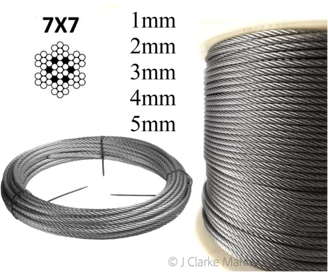 Edelstahl Drahtseil Kabel 1mm 2mm 3mm 4mm 5mm 316 A4 7x7 Geländer Zaun