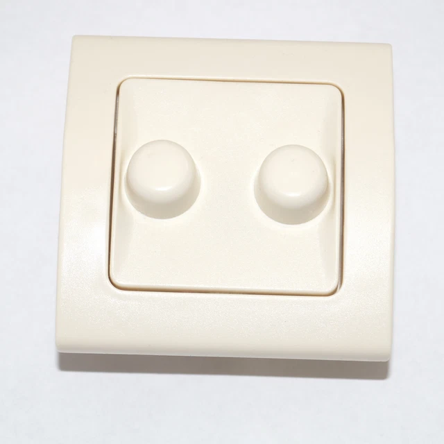 DOUBLE DIMMER DUO Dimmer 2x 20-150W Cream White Phase Cut Rotary Dimmer ...