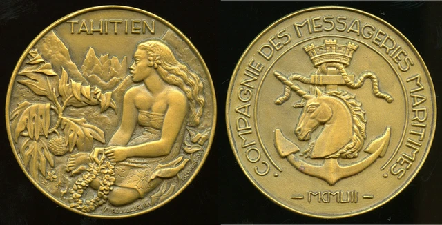 Airline Of Courier Maritime Medal Paquebot Tahitian 1953