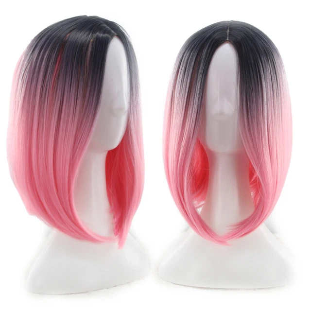 Perruque Bob pour femme dégradé de couleur Cosplay perruque de cheveux