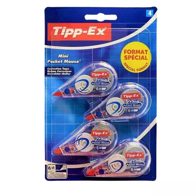 Tipp-Ex Lot de 4 Rubans Correcteurs Mini Pocket Mouse 4x6m