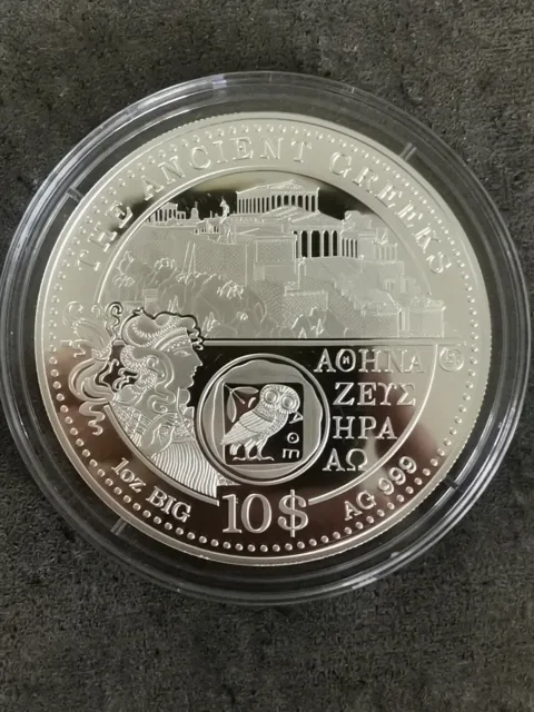 10 Dollars Argent 2012 1 Oz Big Silver 999 / Iles Cook / Les Grecques Anciens /E