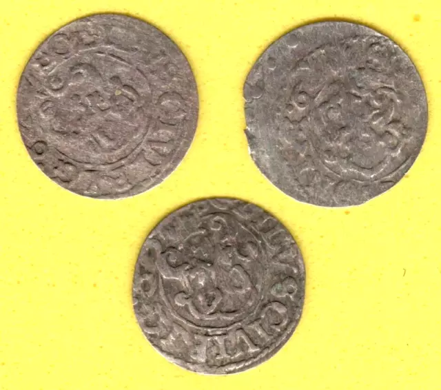 Suède Lettonie Riga & Livonia Schilling Ca 1661 Carl Xi Ca VF Lot De 3 Pièces 2