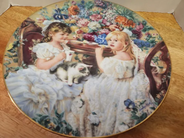 Vintage Collector Plate Sandra Kuck The Tea Party 1991 RECO Hearts and Flowers