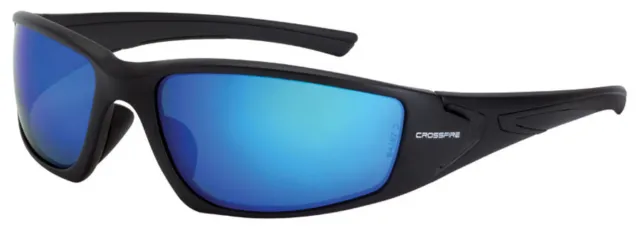 Crossfire RPG Safety Glasses Black Frame Polarized Blue Mirror Lens Z87+