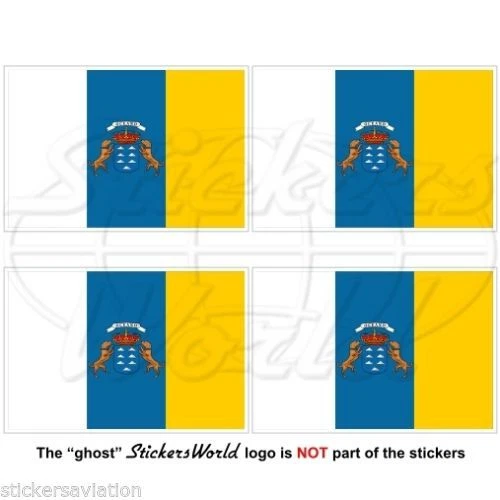 Autocollants Drapeau Îles Canaries - 50mm - Lot De 4 - Civil Vol Espagne - Neuf