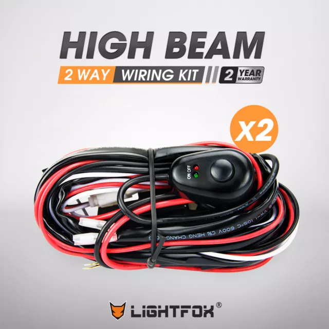 2X Wiring Loom Harness Kit 2-Way Work Driving light bar 12V 40A LED HID Switch