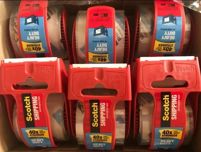 Packaging Tape Heavy Duty Scotch Mailing Shipping Strong Seal Dispenser 6 Rolls