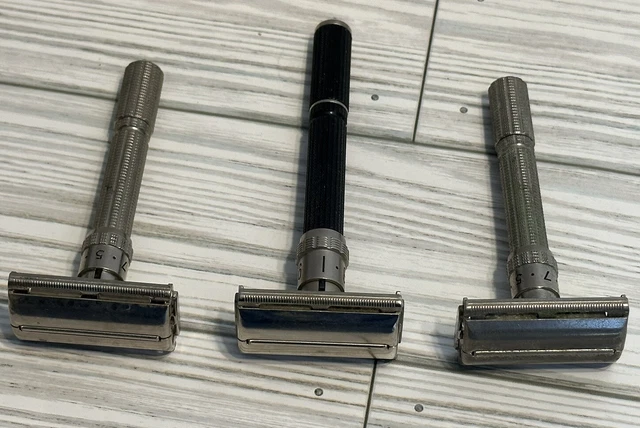 Lot Of 3 Vintage Gillette De Adjustable Safety Razors K2 I4 O2