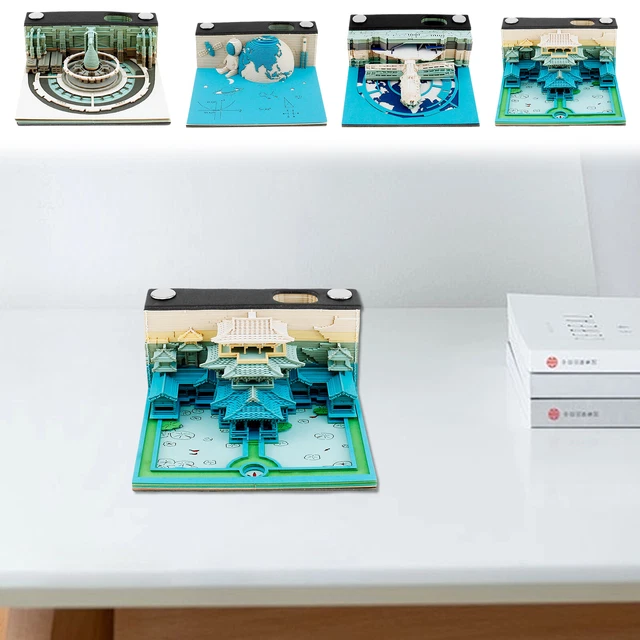 3D DESK NOTEPAD Creative 3D Memo Pad with Pen Holder TearAway DIY 3D