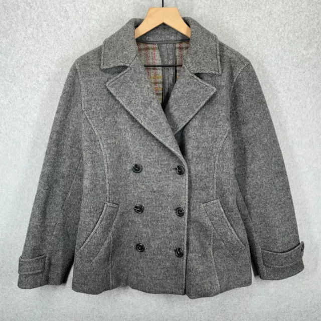 Brooks Brothers Wool Blend Coat Grey Peacoat Double Breasted Women’s Size 6 S