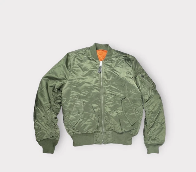 Alpha Industries MA 1 Men’s Green flight Bomber Jacket USA Size L Read