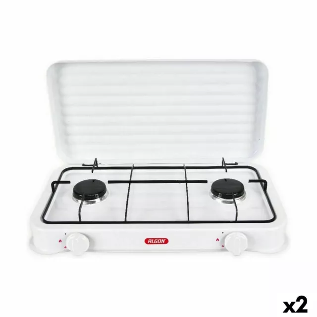 fornello a gas Algon Con coperchio Bianco 4400 W 55 x 7 x 32 cm [2 Unità]