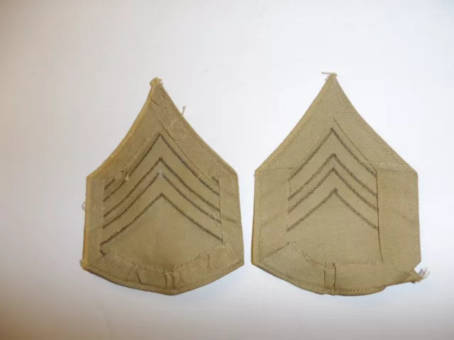 b4335p WW2 USMC Platoon Sergeant Rank Chevron Summer khaki wool on wool pair R7A 2