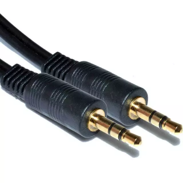 Gold Plated 3.5mm M / M Male to Male Earphone Audio AUX Cable Lead Black UK lot