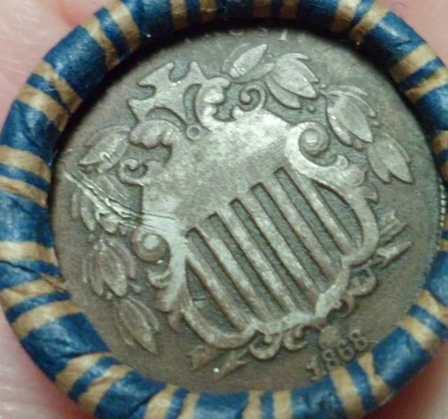 Estate Mixed Liberty "V" & Buffalo Nickel Roll with 1868 Shield & 1912 V Ends u5