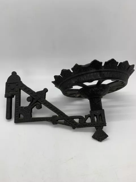 Black Cast Iron 8” Wall Mount Oil Lamp Holder Swing Arm & Wall Bracket w Screws