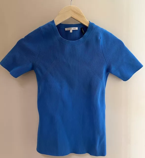 Helmut Lang Soft Rib Baby Tee In Blue-Designer Label-Cute-Comfy-Size S