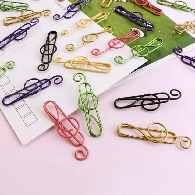 50X Music Note Shaped Paper Clips Bookmark Office Binder Photos Organizing Metal 3