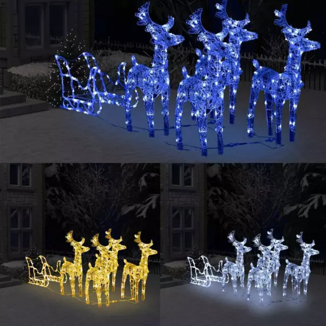 LED Rentier mit Schlitten Beleuchtet Weihnachten Außendeko Figur Lichtschlauch