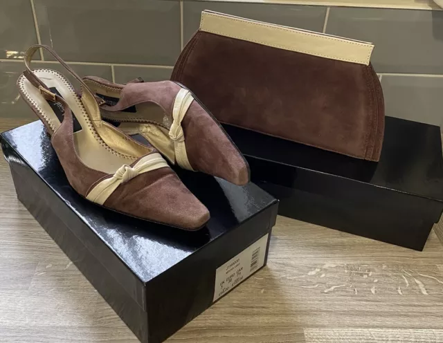 JACQUES VERT SHOES Size 5 Matching Bag Mother Of The Bride Occasion Mocha 29.99 PicClick UK