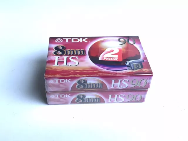 Lot de 2 Cassettes Video TDK 8mm HS 90 Pal/SECAM neuves Scellées