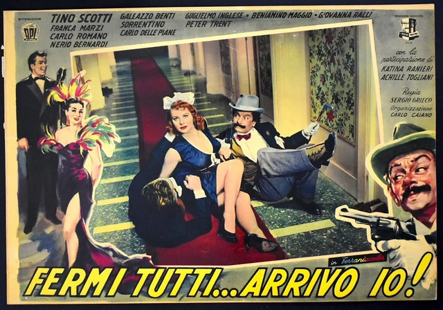 FERMI TUTTI ARRIVO IO Tino Scotti GIOVANNA RALLI FOTOBUSTA POSTER AFFICHE  1953 EUR 19,00 - PicClick IT