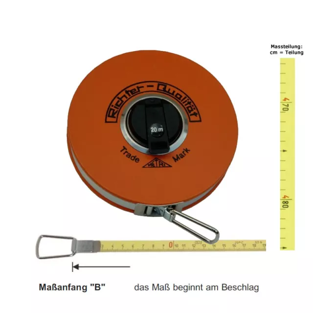 Richter Glasfaserbandmaß 16mm Platalkapsel 271P - B/cm Kapselbandmaß Rollmeter