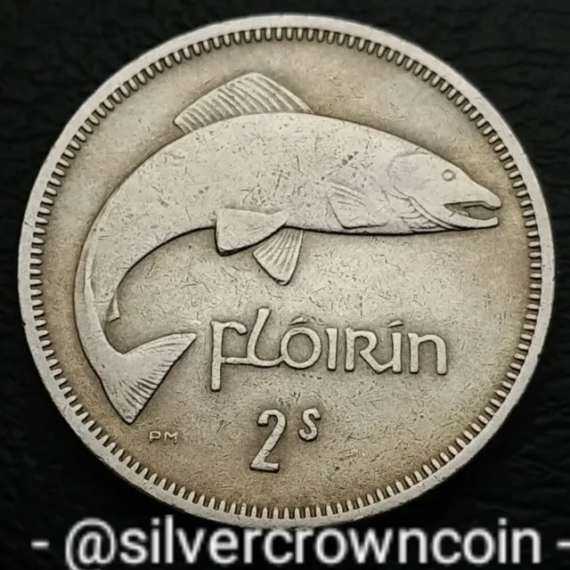 Ireland Eire Florin 1959. KM#15a. Two Shillings coin. Salmon. Fish. Irish Harp.