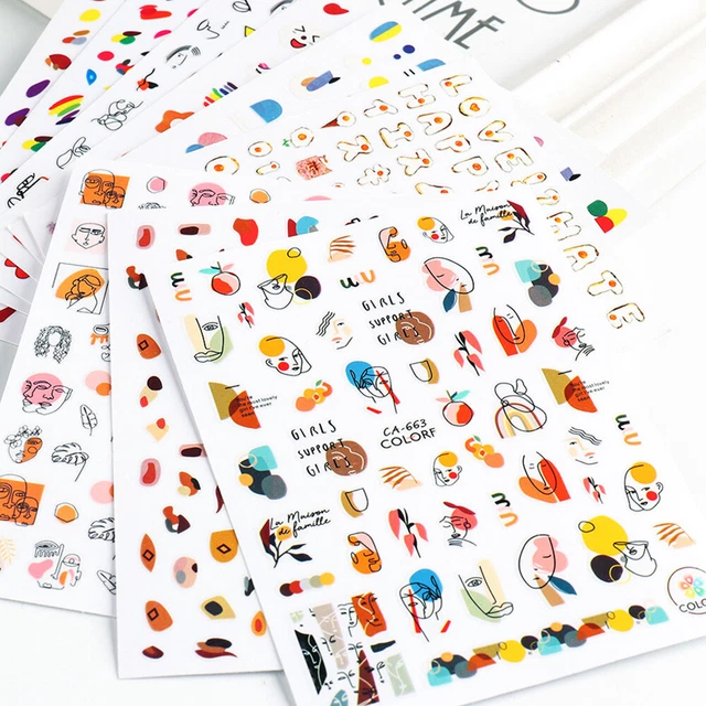 Décalcomanie DIY Fleurs et feuilles Autocollants pour ongles Thèmes d'été 3D
