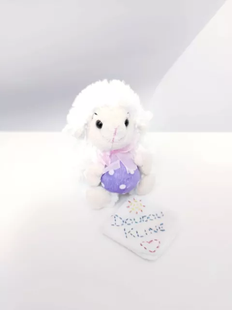 Peluche/Doudou Mouton Blanc Oeuf Pâques Mauve 18cm - Siplec Leclerc