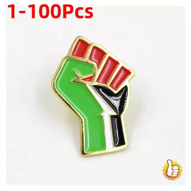 1-100Pcs Palestine Flag Colour Fist Palestinian Flag Pin Badge - Free Palestine-