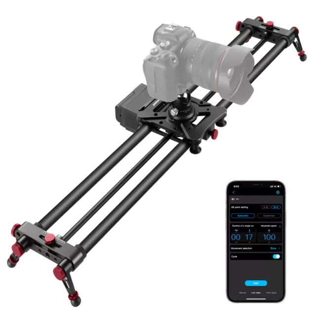 Neewer 80cm App Control Motorized Camera Slider, Carbon Fiber Dolly Rail Slider