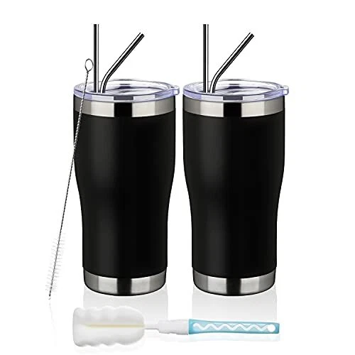 20oz Stainless Steel Tumblers 2 Pack Bulk,Vacuum Insulated Coffee Cup w...