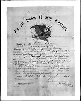 Both Sides Of The Civil War Discharge Papers For Private William M - Old Photo