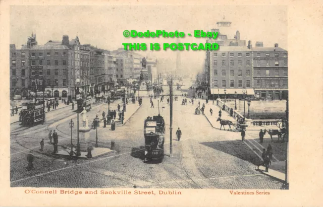 R390742 OConnell Bridge and Sackville Street. Dublin. Valentines Series