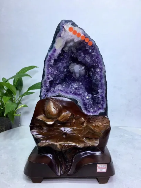 21.56LB Natural Amethyst Geode Crystal Quartz Specimen Healing+stand