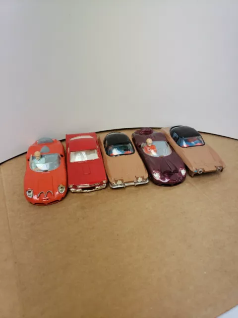 ELDON 1/32 VINTAGE SLOT CAR BODY LOT. 5 Bodys W/ bad paint, glue Etc.