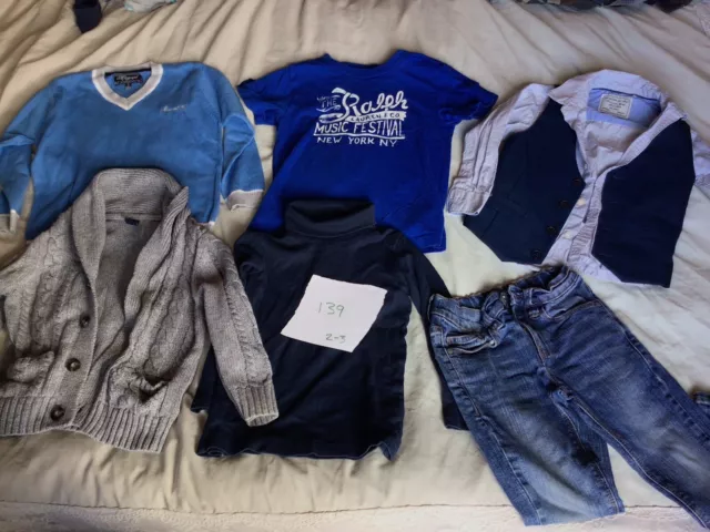 Baby Boys Bundle Ralph Lauren Top Gap Jumper Blue Jeans Shirt Waist Coat Age 2-3