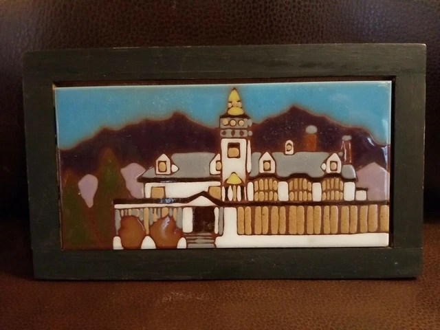Vintage Mexican Mission Talavera Tile/Trivet In Wood Frame 9.5" X 5.75"