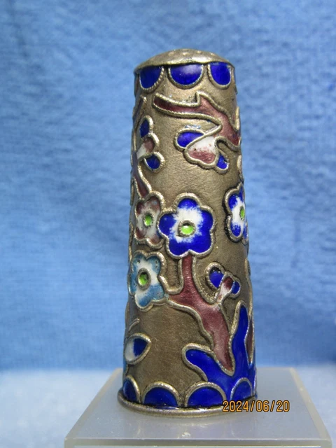 2 Dés à Coudre Vintage Tête D'oiseau En Cloisonné Vert Chinois - Occasion