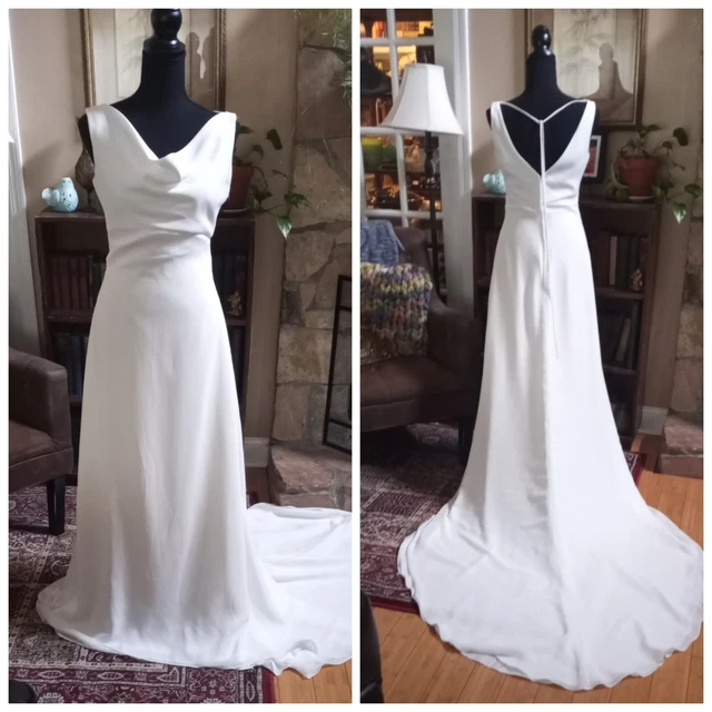 Vintage Lady Eleanor Wedding Dress Sleeveless, Size 6 Ivory with Handmade Vale