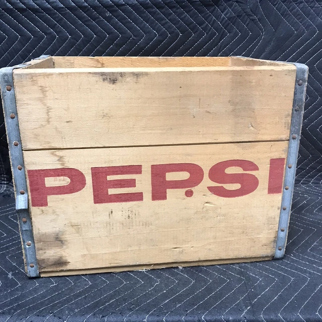 VINTAGE WOOD WOODEN Pepsi Cola Crate Box Rare 16x12x12 Inches