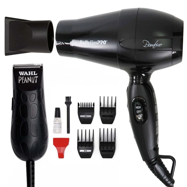 Wahl Pro Black Peanut 8655-200 + BaBylissPRO Nano Titanium Bambino Compact Dryer