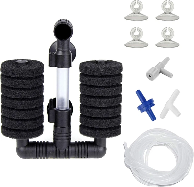 Double Bio Sponge Filter, for Fry, Betta, Shrimp, Nano Aquarium Fish Tank with A